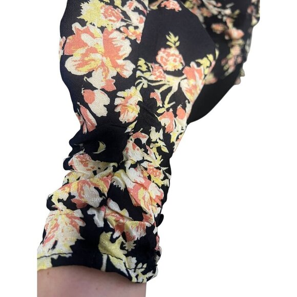 FREE PEOPLE HILARY Floral Print Square Neck Long Sleeve Crop Top Tie Back - Picture 8 of 10